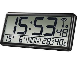 Hama Horloge murale radiocommandée Jumbo 00186352 digitale noire