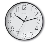 Hama Horloge Murale Salina (Pendule sans tic-tac, Horloge à Quartz silencieuse, Ø 22 cm, Grands Chiffres, Analogique, Aiguilles des Heures Minutes et Secondes, Pile Incluse) Noir