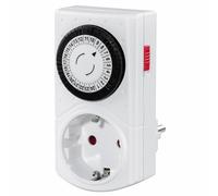 Hama | Minuterie Prise mécanique Mini (Horloge programmateur analogique, intervalles 30 Min, 2 Modes d'utilisation, économie d'énergie, programmateur journalier enfichable) Blanc