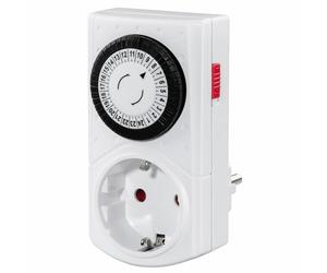 Hama | Minuterie Prise mécanique Mini (Horloge programmateur analogique, intervalles 30 Min, 2 Modes d'utilisation, économie d'énergie, programmateur journalier enfichable) Blanc