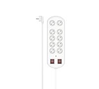Hama Multiprise 10 Prises 2 Interrupteurs et Protection Contre surtensions - 16A-3680W (Prise Multiple Rallonge Electrique 2m, Securité Enfant, Bloc 2x5 Prises Schuko Compatible France) Blanc