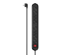 Hama Multiprise 10 Prises Interrupteur Accroches Murales 16A 3680W (Prise Multiple Rallonge Electrique 1.5m, Securité Enfant Gestion Câbles Bloc 10 Prises Dont 6 Type F Schuko Compatible France) Noir