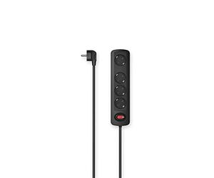 Hama Multiprise 4 Prises Terre Interrupteur Accroches Murales 16A /3680W (Prise Multiple Rallonge Electrique 1.5m, Securité Enfant, Gestion Câbles, Bloc 3+1 Prises Schuko Compatible France) Noir