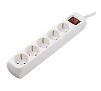 Hama Multiprise 5 Prises 16A avec Interrupteur (Rallonge multiprises 1.4m, Bloc 5 Prises Type F Schuko, 3500W Max, Idéal Bureau PC luminaires, Atelier, Meuble TV, Garage) Blanc