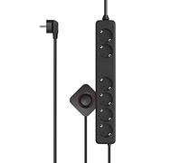 Hama Multiprise 6 Prises Interrupteur à Pied - 16A-3680W (Prise Multiple, 2 alimentées en continu pour Box, Rallonge Electrique 2x1.5m, Securité Enfant, Bloc 6 Prises Schuko Compatible France) Noir