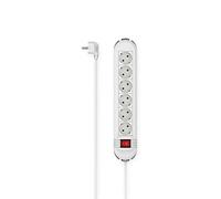 Hama Multiprise 6 Prises Interrupteur Accroches Murales - 16A - 3680W (Prise Multiple Rallonge Electrique 1.5m, Securité Enfant, Gestion Câbles, Bloc 6 Prises Type F Schuko Compatible France) Blanc