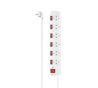 Hama Multiprise 6 prises – Protection contre surtensions, interrupteurs individuels, 1,4 m – Blanc
