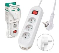 Hama Multiprise avec Interrupteur (Bloc 3 Prises 16A, Rallonge 3m, Prise Multiple idéale économie d'énergie, Prises 45°, Boucle de Suspension Mural, 3680W, Cable H05VV-F3G1.5) Blanc