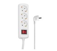 Hama Multiprise avec Interrupteur (Bloc 3 Prises Terre Type F Schuko Compatible France, Prise Multiple Rallonge Electrique 1.4m, 16A 3680W, Securité Enfant, Idéal Bureau Maison Garage Atelier) Blanc