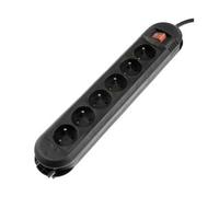 Hama Multiprise avec Interrupteur (Bloc 6 Prises 16A, Rallonge 3m, Prise Multiple idéale économie d'énergie, Prises 45°, Boucle de Suspension Mural, 3680W, Cable H05VV-F3G1.5) Noir