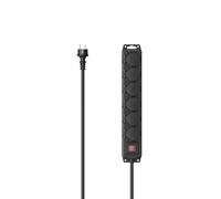 Hama Multiprise Etanche 6 Prises avec Interrupteur (Multiprise Extérieur, Montage Mural, Rallonge 2m, Bloc 6 Prises IP44 avec Couvercle, Prises Schuko Compatible France, 16A, 3680W) Noir