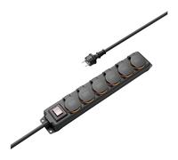 Hama Multiprise Etanche 6 Prises avec Interrupteur (Multiprise Extérieur, Montage Mural, Rallonge 2m, Bloc 6 Prises IP44 avec Couvercle, Prises Schuko Compatible France, 16A, 3680W) Noir