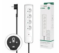 Hama Multiprise Parasurtenseur avec Interrupteur (Bloc 4 Prises 16A Look Design, Rallonge 1.5m, Prise Multiple économie d'énergie, Prises 45°, Prise Male Plate, 3680W, Cable H05VV-F3G1.5) Noir&Blanc