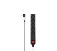 Hama Multiprise Parasurtenseur avec Interrupteur Lumineux (Bloc 5 Prises 16A, Rallonge 1.5m, Prise Multiple économie d'énergie, Prises 45°, Prise Male Plate, 3680W, Cable H05VV-F3G1.5) Noir