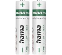 Hama NiMH-Akkus, AAA Micro, 1000 mAh, 1,2 V, 2 Stück Pile rechargeable LR3 (AAA) NiMH 1.2 V 2 pc(s)