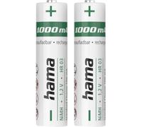 Hama NiMH-Akkus, AAA Micro, 1000 mAh, 1,2 V, 2 Stück Pile rechargeable LR3 (AAA) NiMH 1.2 V 2 pc(s)