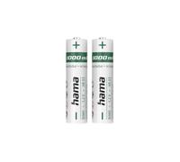 Hama NiMH Pile Rechargeable AAA Micro, 1000 mAh (Lot de 2 Batteries Rechargeables Pré-Chargées, 1.2 V, Economique et Ecologique)