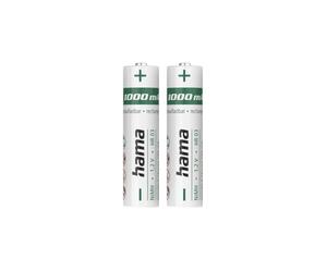 Hama NiMH Pile Rechargeable AAA Micro, 1000 mAh (Lot de 2 Batteries Rechargeables Pré-Chargées, 1.2 V, Economique)