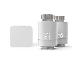 Hama Pack Thermostat Interlligent Hub + 2 Têtes Thermostatiques Connectées Intelligentes (Kit de Base Contrôle Régulateur de Chauffage WiFi, Economie d'Energie, Compatible Alexa Google Siri) Blanc