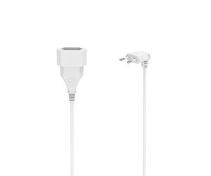 Hama Rallonge Électrique Coudé, 3m, Prise Européenne Plate Type C, Blanc | Prolongateur Cordon d'Extension Mâle Femelle Profil Extra Plat CEE 7/16 Typ C, Prises 2 Broches sans Terre, Usage Intérieur