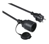Hama Rallonge étanche d'extérieur IP44 (10m, résistant à l'hiver, Prolongateur câble d'alimentation avec Couvercle, fiche Schuko Compatible France, idéal Balcon Terrasse Jardin Garage Atelier) Noir