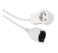 Hama Rallonge Prolongateur Câble d’Extension Électrique 3m - Fiche Mâle Schuko avec Prise Intégrée, vers Prise Femelle Schuko, Non Compatible France - Blanc