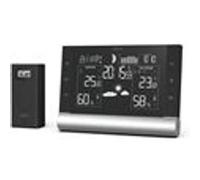 Hama Station météo Line L – Horloge, sonde extérieure sans fil, extensible à 3 capteurs, Noir