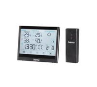 Hama Station Météo Horloge 'Full Touch' avec sonde extérieur (thermomètre, hygromètre, prévisions météorologiques, réveil, phases lune, divers fonctions, extensible à 3 capteurs) Noir