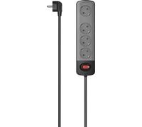 Hama Steckdosenleiste, 4-fach, Schalter, Wandmontage, 1,5 m, Schwarz/Grau (00223053)