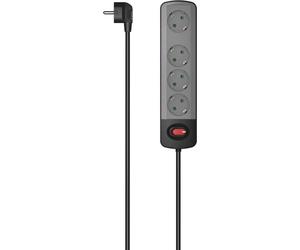 Hama Steckdosenleiste, 4-fach, Schalter, Wandmontage, 1,5 m, Schwarz/Grau (00223053)