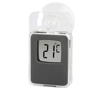 Hama Thermomètre de fenêtre intérieur/extérieur numérique, ventouse, pile incluse, gris