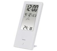 Hama Thermomètre numérique et hygromètre intérieur 2 en 1 (Thermo-hygromètre, Mesure la température ambiante et l'humidité, avec indicateur météo, écran Transparent, Affichage numérique, réveil,
