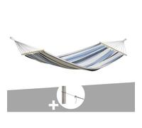 Hamac 1 place samba marine en polycoton + kit fixation smartrope - amazonas