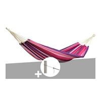 Hamac 1 place Tahiti candy en polycoton + Kit fixation Smartrope -