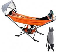 Hamac avec structure, modèle Mock ONE®, hamac de camping compact avec protection solaire UPF 50+, tissu en nylon parachute 210T, structure en acier supportant jusqu'à 113 kg, pliable et transportable 