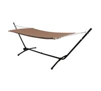 Hamac avec Support 2 Personnes Ajustable - AMANKA - 335cm - Noir - Marron - Jardin - Naturel - Meuble de jardin