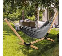 Hamac Avec Support Bois Et Toile Gris Anthracite Tahiti Gris