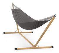 IDMarket - Hamac avec Support métal Effet Bois et Toile Gris Anthracite