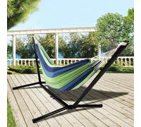 IDMarket - Hamac avec Support métal Noir et Toile rayée Bleue et Verte