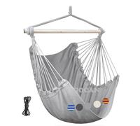Hamac - Balançoire - 100 x 135 cm - Charge 150 kg - Coton avec Barre en métal - Siège Large - Gris