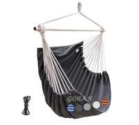 Hamac - Balançoire - 100 x 135 cm - Charge : 150 kg - en Coton avec Barre en métal - Siège Large - Gris foncé