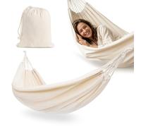 Hamac bohème beige - Hypermotion - 200 x 150 cm - Doux et respirant - Facile à suspendre