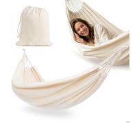 Hamac bohème beige - Hypermotion - 200 x 150 cm - Doux et respirant - Facile à suspendre