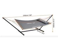 Hamac Collox avec support - Hamac double - Pour 2 personnes - Avec coussin amovible et sac de transport - Capacité de charge maximale : 218 kg - Dimensions du hamac avec support : 376 x 140 x 105 cm -