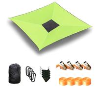 Hamac de Camping à 4 Points de 400 LB, hamac d'arbre Portable pour Plusieurs Personnes de 3/4 m avec 4 Sangles et Sacs en Filet pour Jardin extérieur de Jardin Green 3-Meter Strap with Small Ratchet