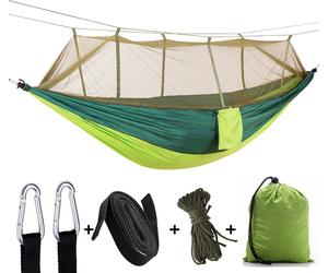 Hamac de camping avec moustiquaire zippée et toile de tente,300kg de charge capacité hamacs respirant moustiquaire séchage rapide toile de parachute pour camping randonnée voyage cour(hamac vert fruit