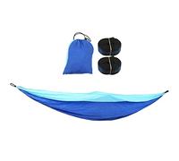 Hamac de Camping pour 2 Personnes, hamac Portable en Nylon Parachute avec Boucle d'alpinisme pour Voyage en Plein air, Tissu en Nylon 210t léger et Durable 300 x 200 cm (Ciel Bleu et Bleu)