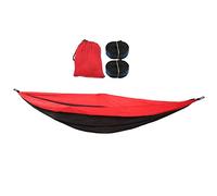 Hamac de Camping pour 2 Personnes, hamac Portable en Nylon Parachute avec Boucle d'alpinisme pour Voyage en Plein air, Tissu en Nylon 210t léger et Durable 300 x 200 cm (Rouge et Noir)