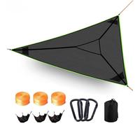 Hamac de camping triangulaire, hamac portable multi-personnes de 4/2,8 m pour adultes, avec 3 sangles et sacs en filet, sac de rangement, 400 lb maximum, pour voyage, jardin extérie black 4*4*4meters