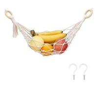 Hamac de Fruits en Macramé - 100% Coton - Peu Encombrant - Blanc - Rectangulaire - Extérieur - 60 cm
